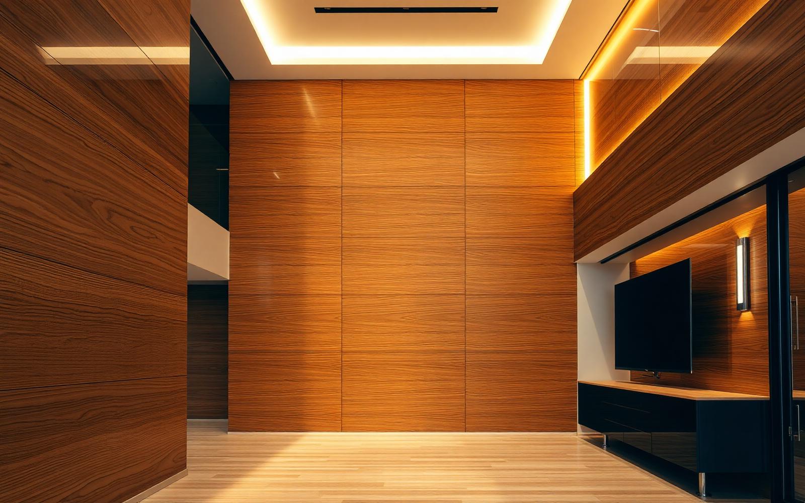 Engineered veneer in a modern interior